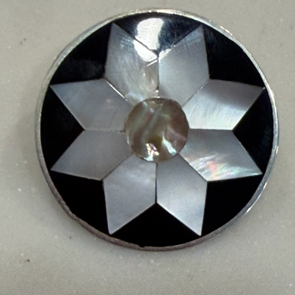Mexican Alpaca Silver and Mother of Pearl Brooch/Pendant
